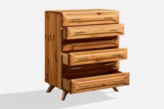 Franklin Shockey, Chest of Drawers, Pine, Brass, USA, 1960s
