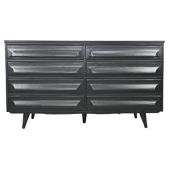 Franklin Shockey Furniture Black Lacquered Sculpted Pine Dresser
