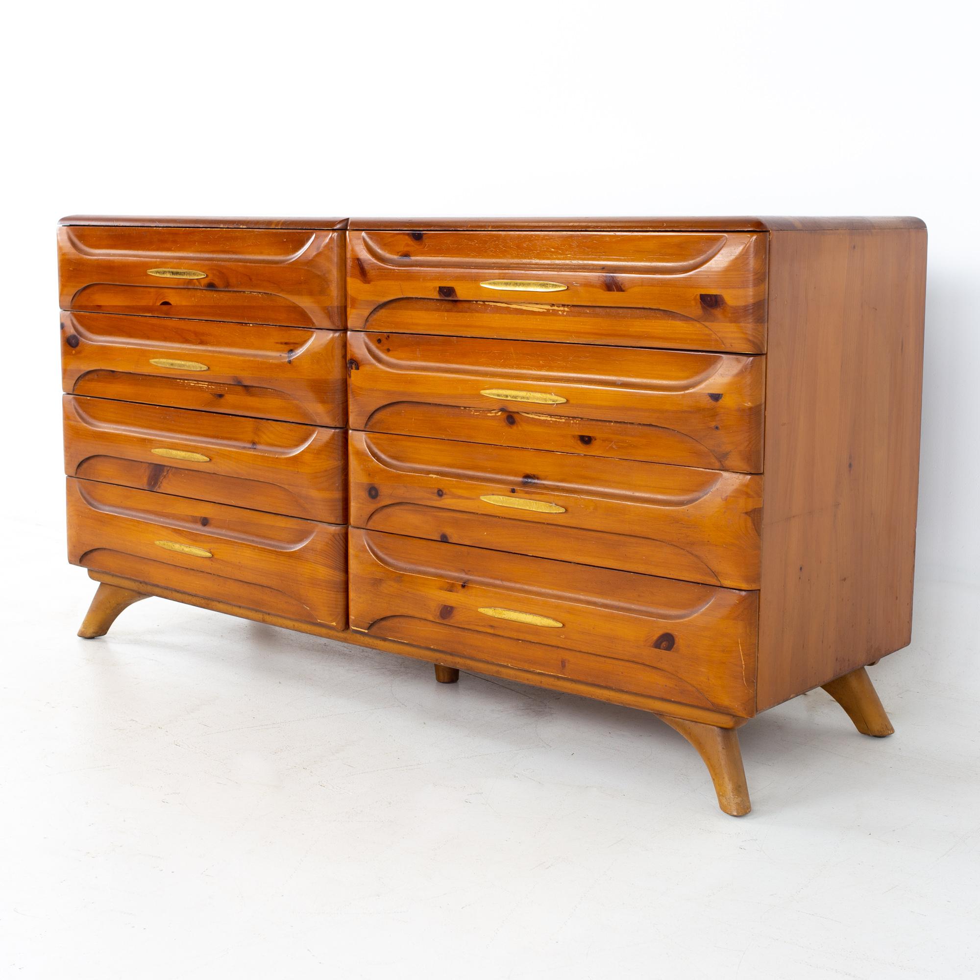 Franklin Shockey mid century 8 drawer lowboy
Lowboy measures: 57 wide x 19.5 deep x 31 inches high

All pieces of furniture can be had in what we call restored vintage condition. That means the piece is restored upon purchase so it’s free of