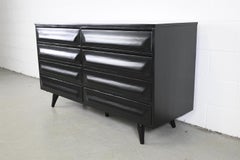 Franklin Shockey Mid-Century Modern Sculpted Pine Black Lacquered Dresser