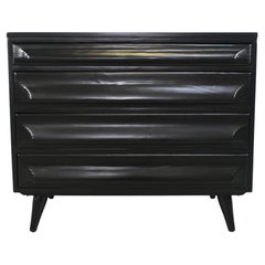 Franklin Shockey Mid-Century Modern Sculpted Pine Black Lacquered Small Dresser