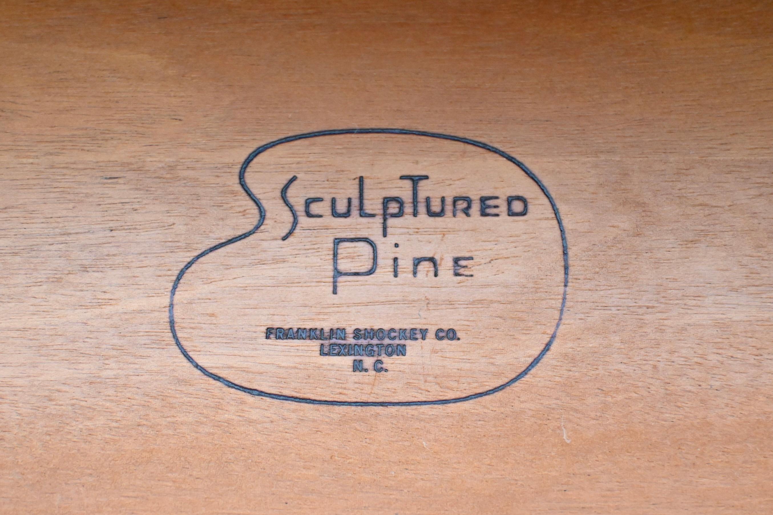 Franklin Shockey Mid Century Modern Sculpted Pine Highboy Dresser For Sale 5