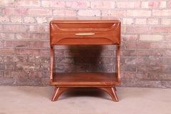 Franklin Shockey Mid-Century Modern Sculpted Solid Pine Nightstand, Refinished