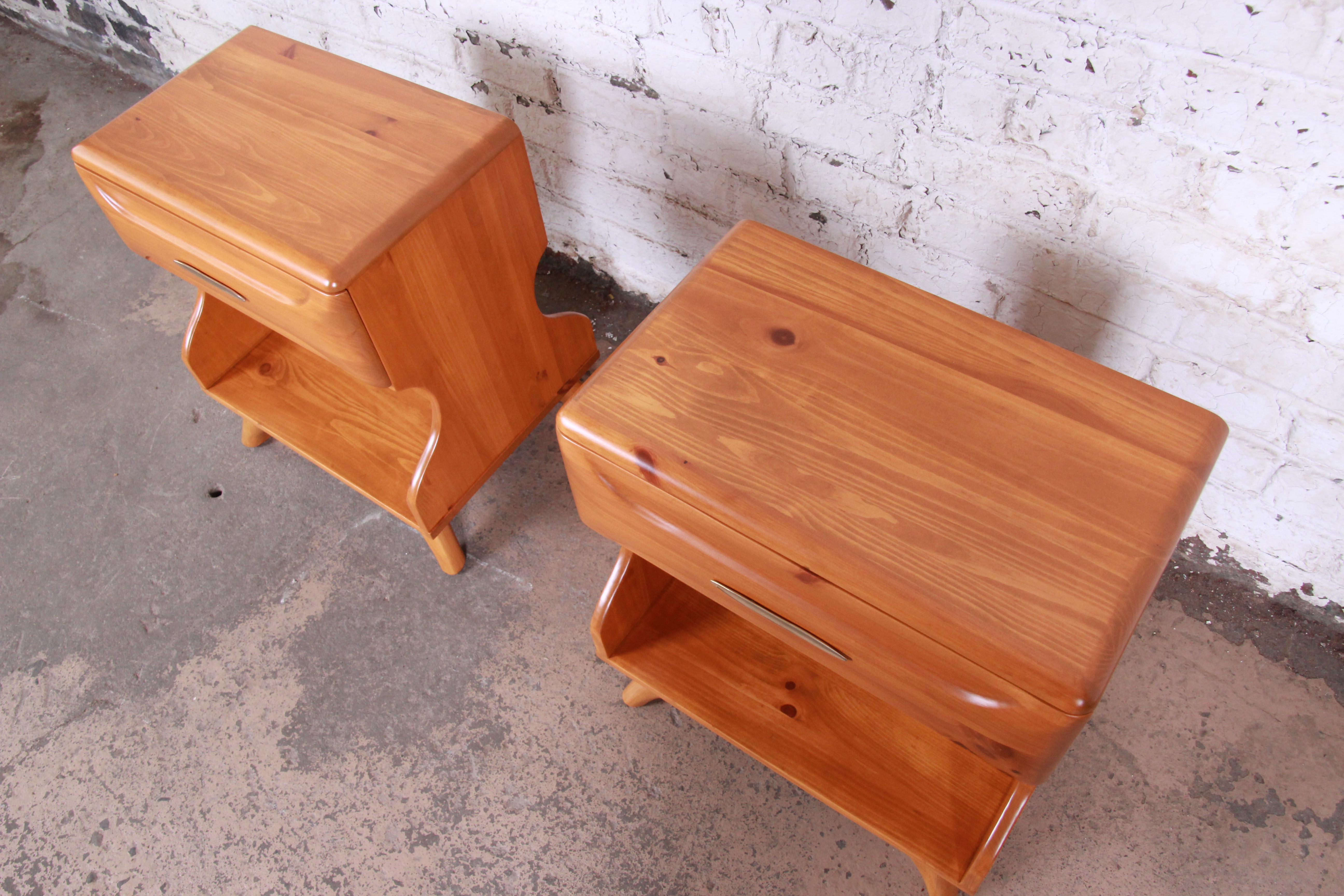 Franklin Shockey Mid-Century Modern Solid Pine Nightstands, Pair 1