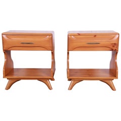 Franklin Shockey Mid-Century Modern Solid Pine Nightstands, Pair