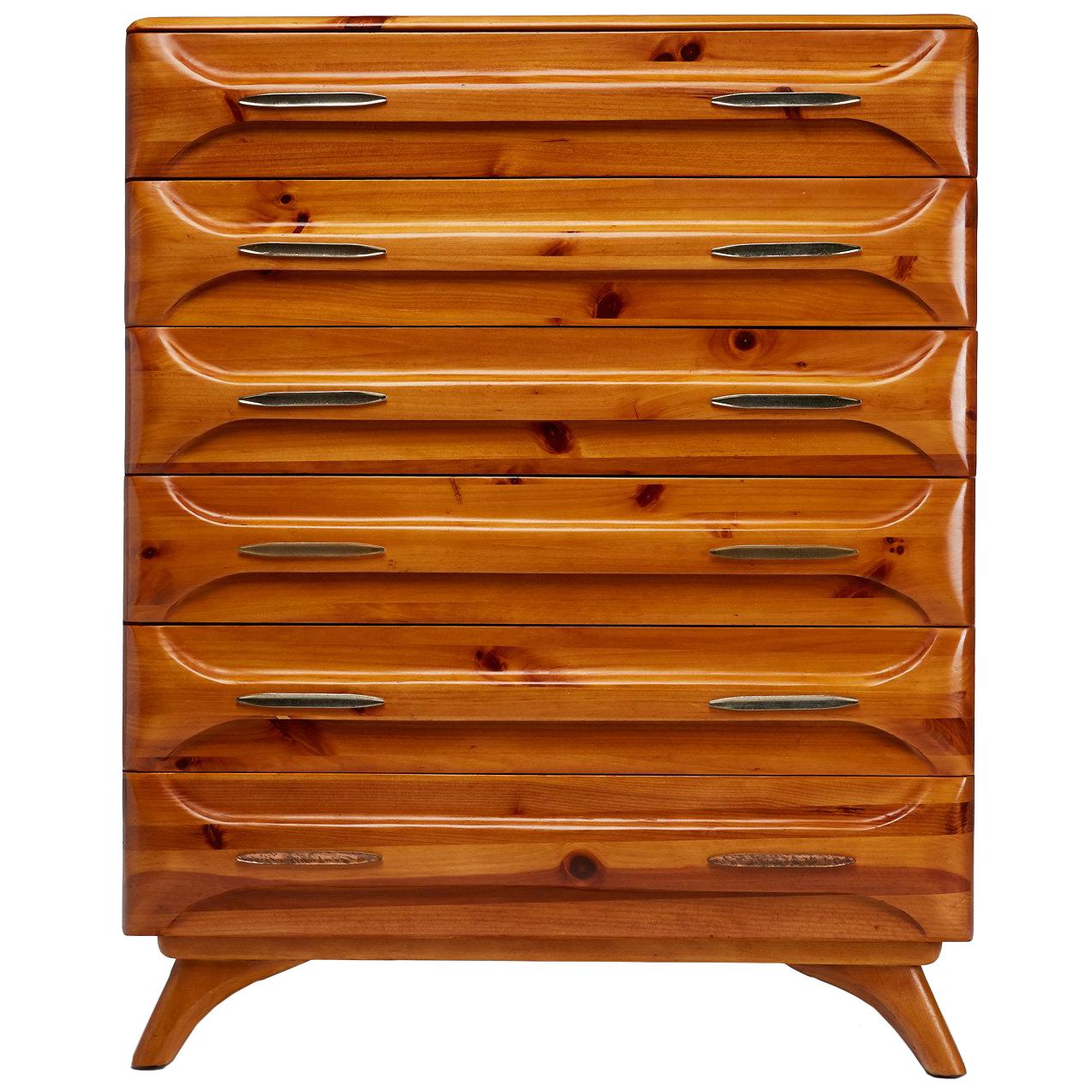 Franklin Shockey Rustic Modern Highboy Dresser - "Sculptured Pine" 