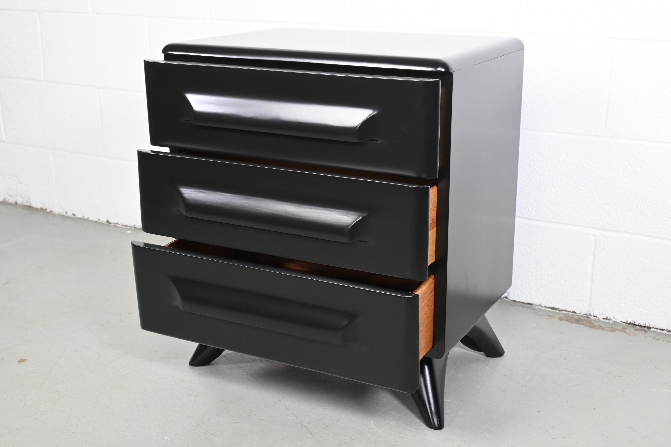 Franklin Shockey Sculpted Black Lacquered Maple Nightstand 2