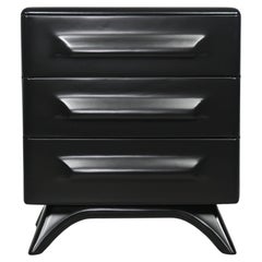 Franklin Shockey Sculpted Black Lacquered Maple Nightstand