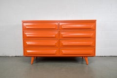 Franklin Shockey Sculpted Pine Mid-Century Modern Dresser in Bitcoin Orange