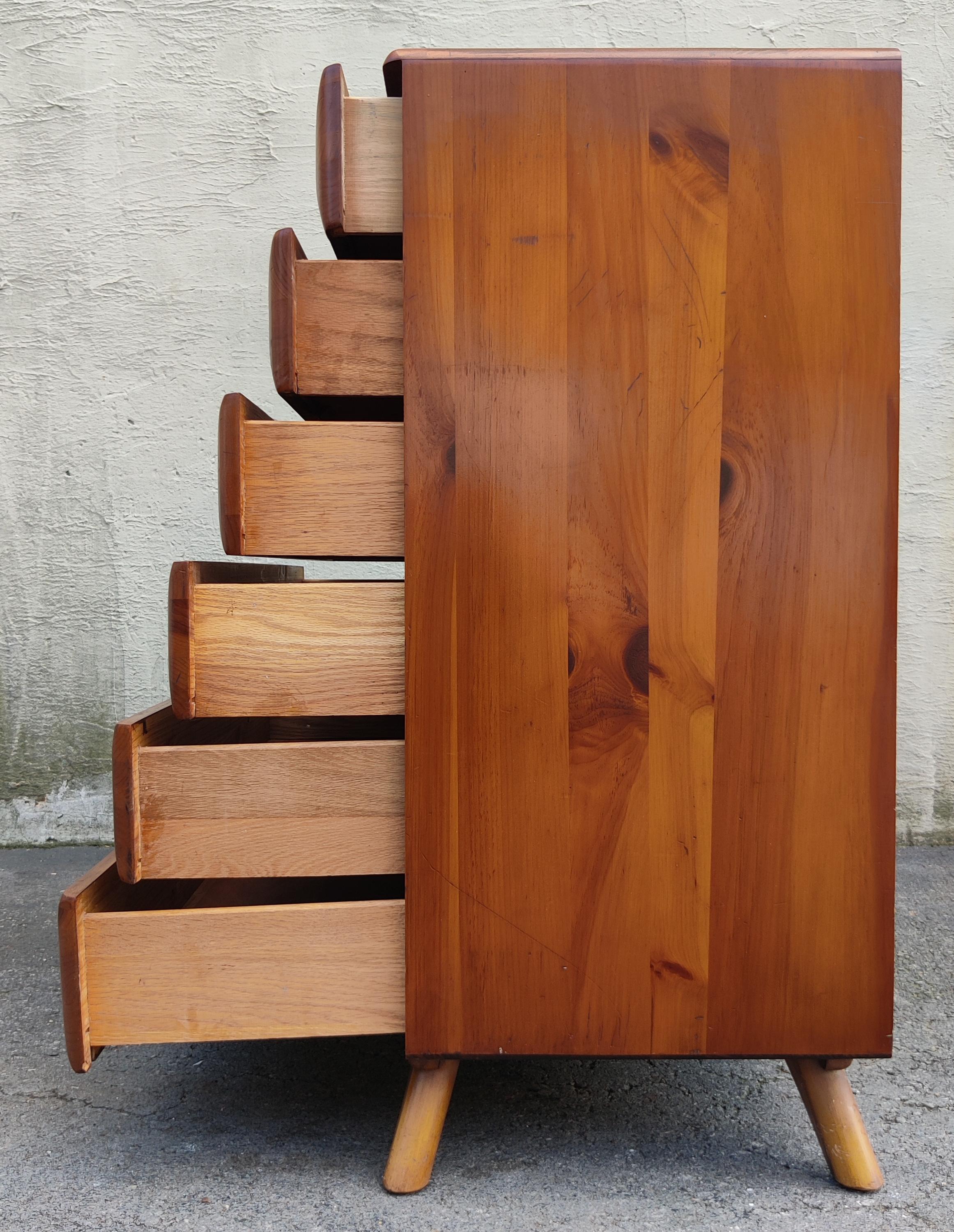 Late 20th Century Franklin Shockey Sculptured Pine 6 Drawer Tall Dresser Mid-Century Modern 1970s For Sale