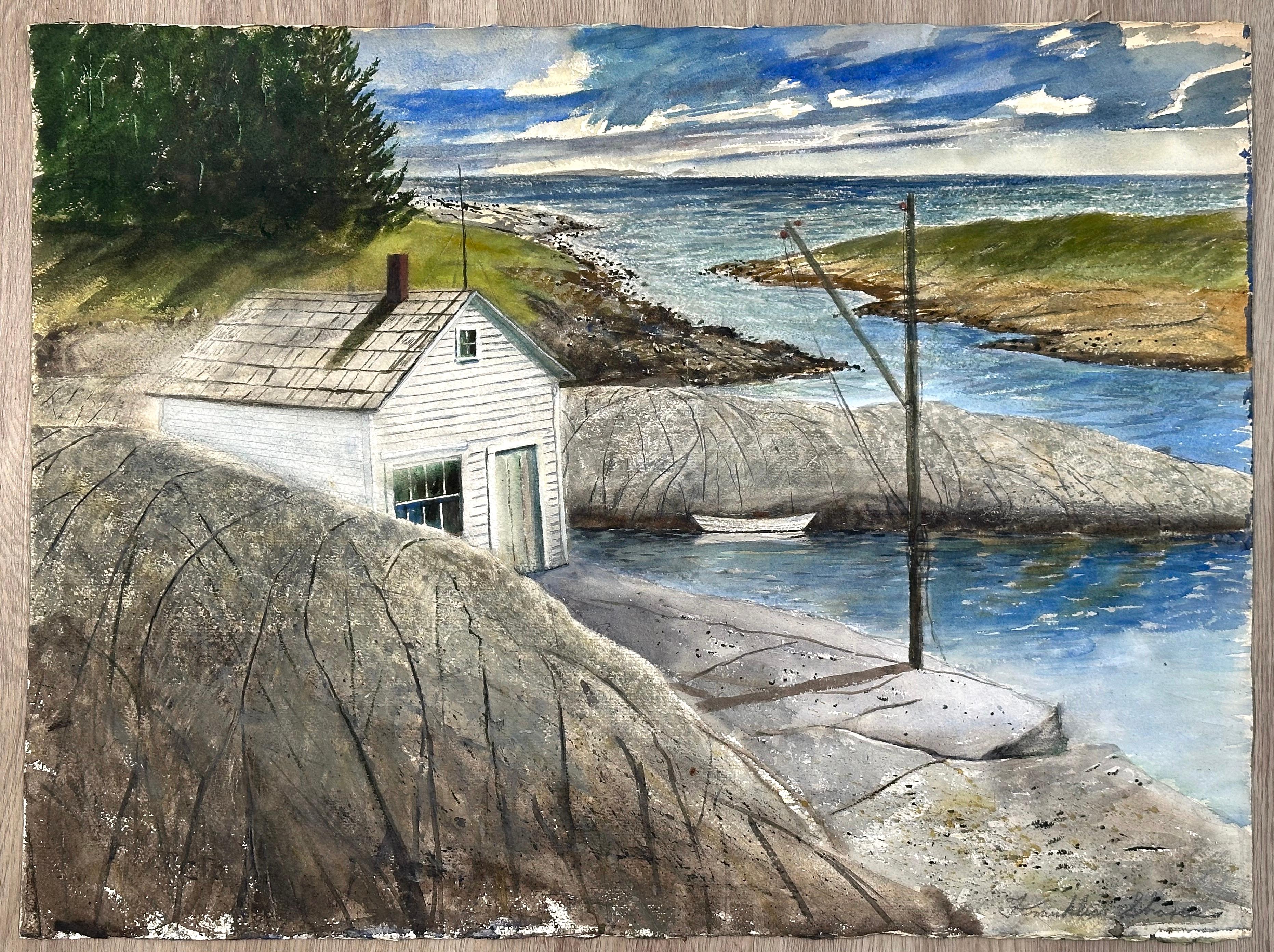 Landscape Painting Franklin Shores - Peinture réaliste de la Nouvelle-Angleterre