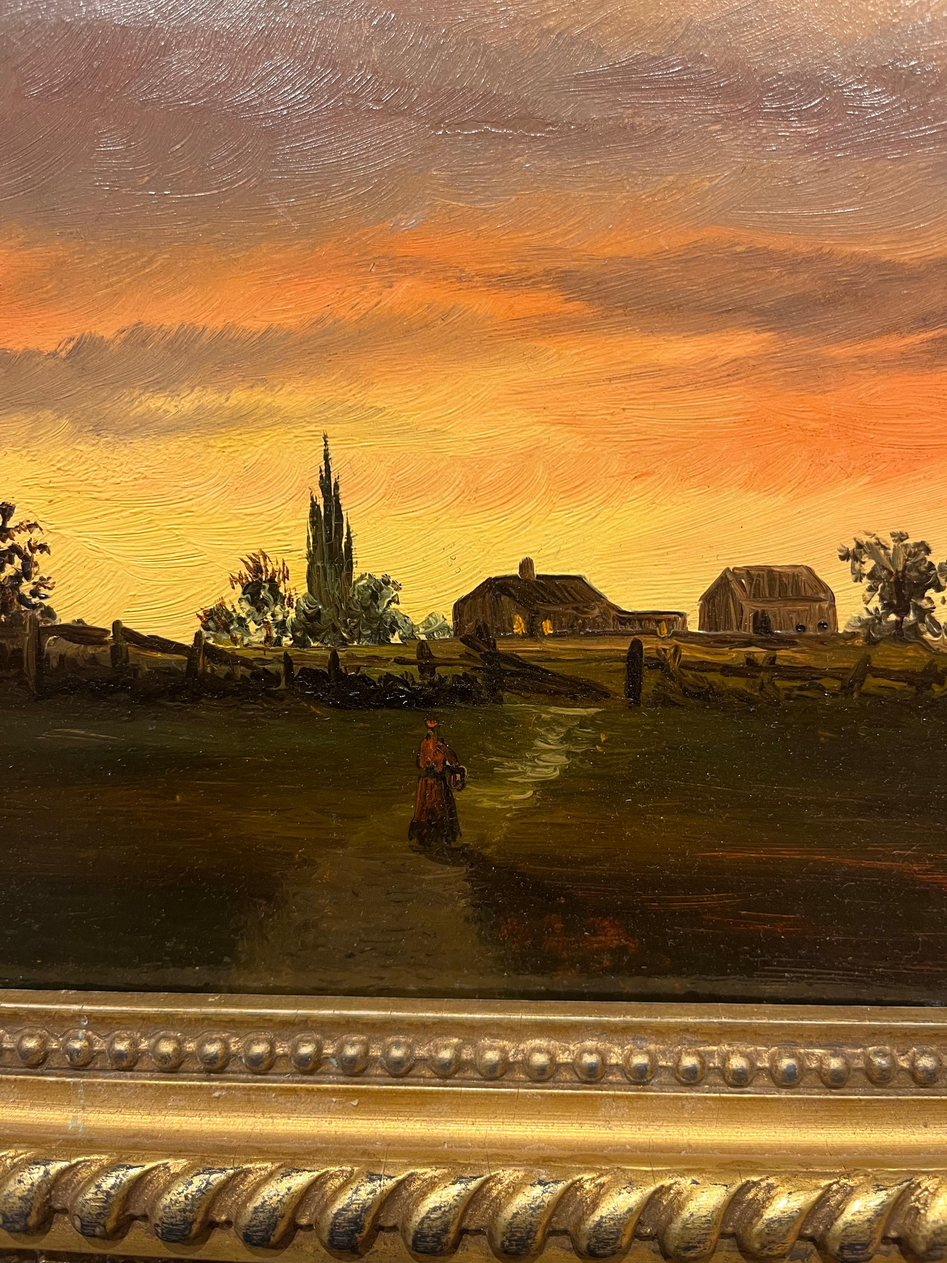 Oil Landscape of Horizon at Sunset - Painting by Franklin Stanwood