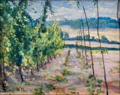 Franklin White, British Australian Impressionist scene of hop growing