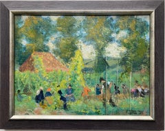 Vintage Franklin White, British Australian Impressionist scene of hop growing