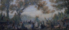 Summer Fair - British art twenties Slade School oil painting village landscape
