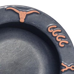 Frankoma Terracotta Ceramic Kings Ranch Cattle Brand Navy Bowl or Vide Poche