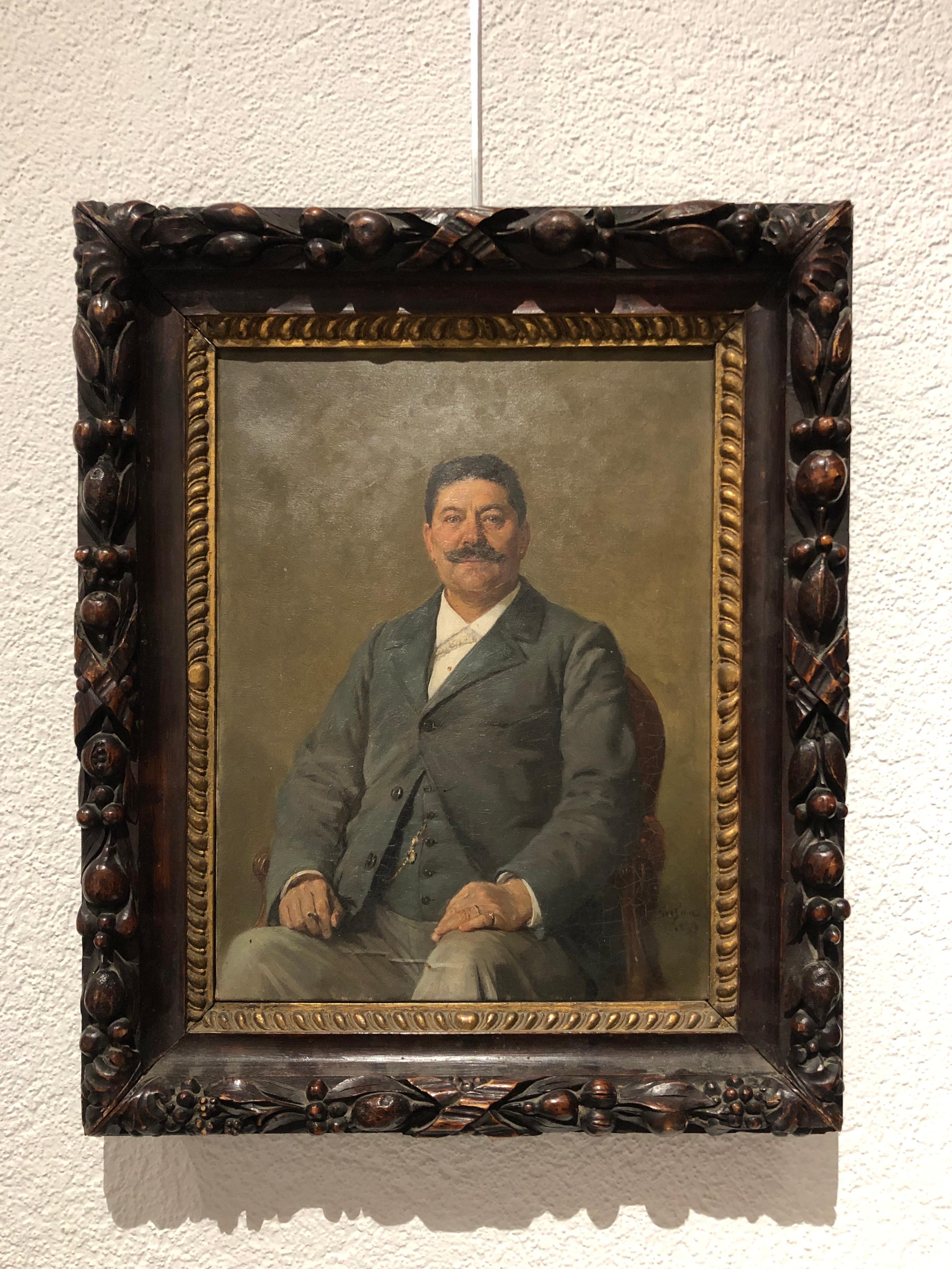 Ritratto di uomo con baffi - Painting Altro stile artistico di François-Adolphe Grison
