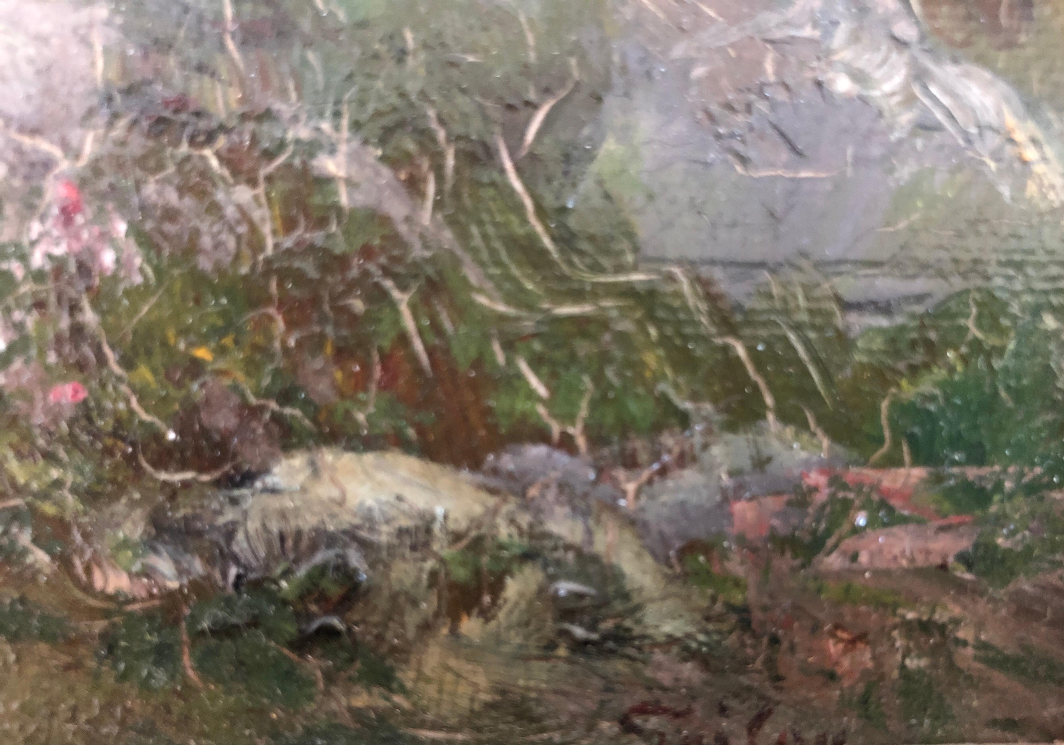 Il pittore al suo cavalletto su un sentiero di montagna - Painting Altro stile artistico di François-Adolphe Grison