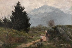 The painter at his easel on a mountain path