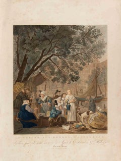 Le Marché aux Herbes d'Amsterdam - Etching by François Anne David - 1775