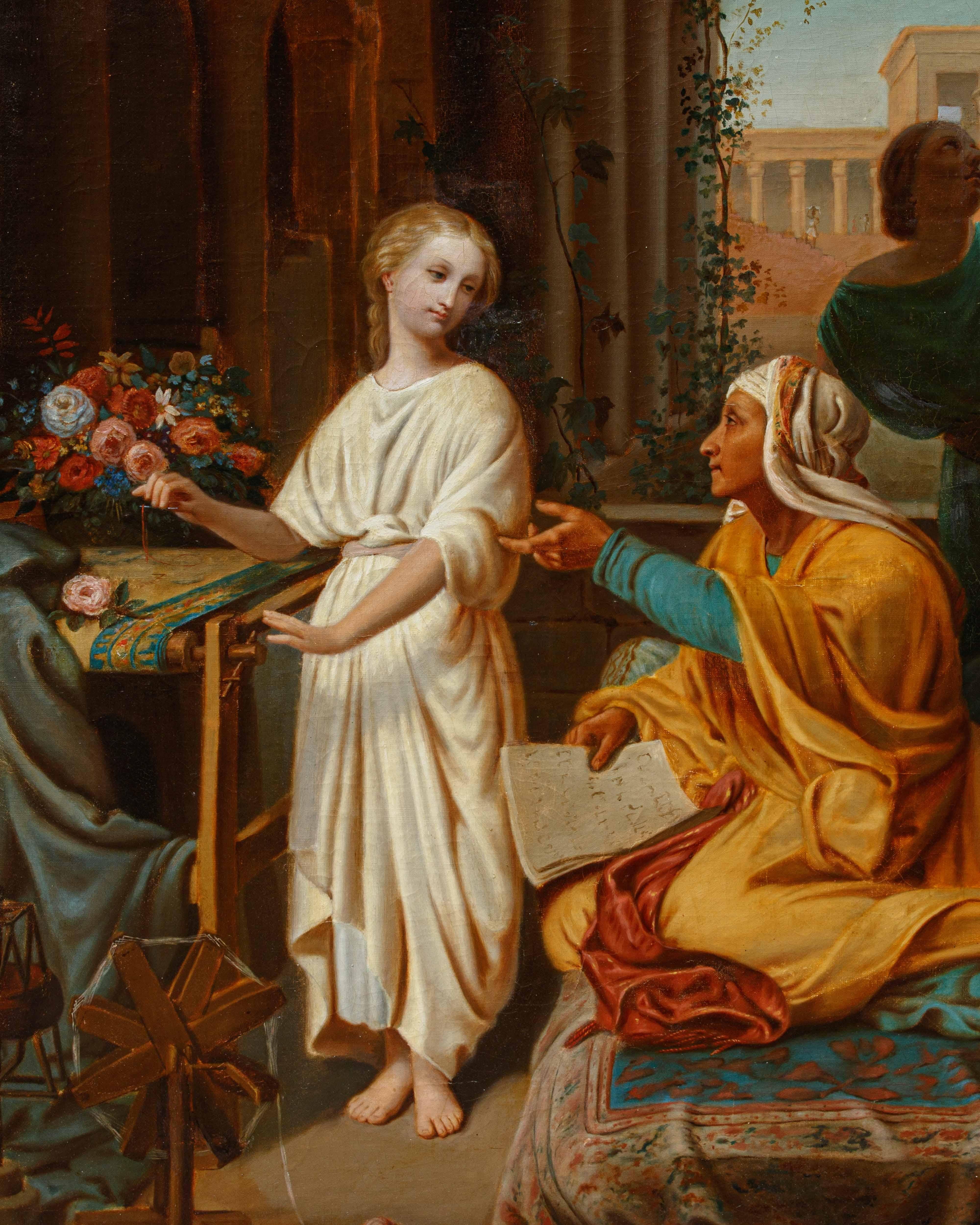 Pompeian scene with spinner Painted François-Barthélemy-Marius Abel For Sale 2