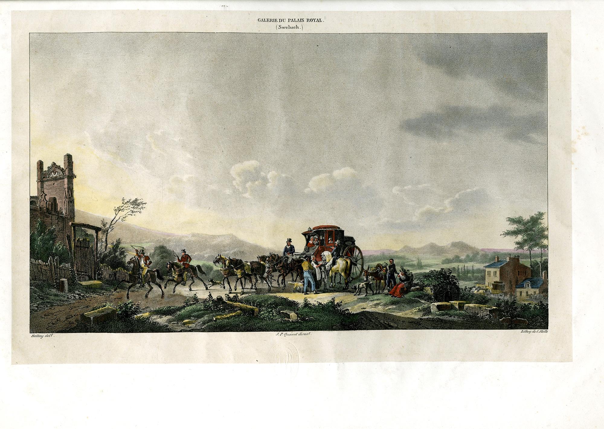 Viaje por correo; Galería del Palais Royal - Print de François Bellay