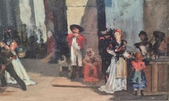 BOSSUET Belgian painter View Town in Spain Costumes 19th