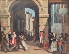 BOSSUET Belgian painter View Town in Spain Costumes 19th