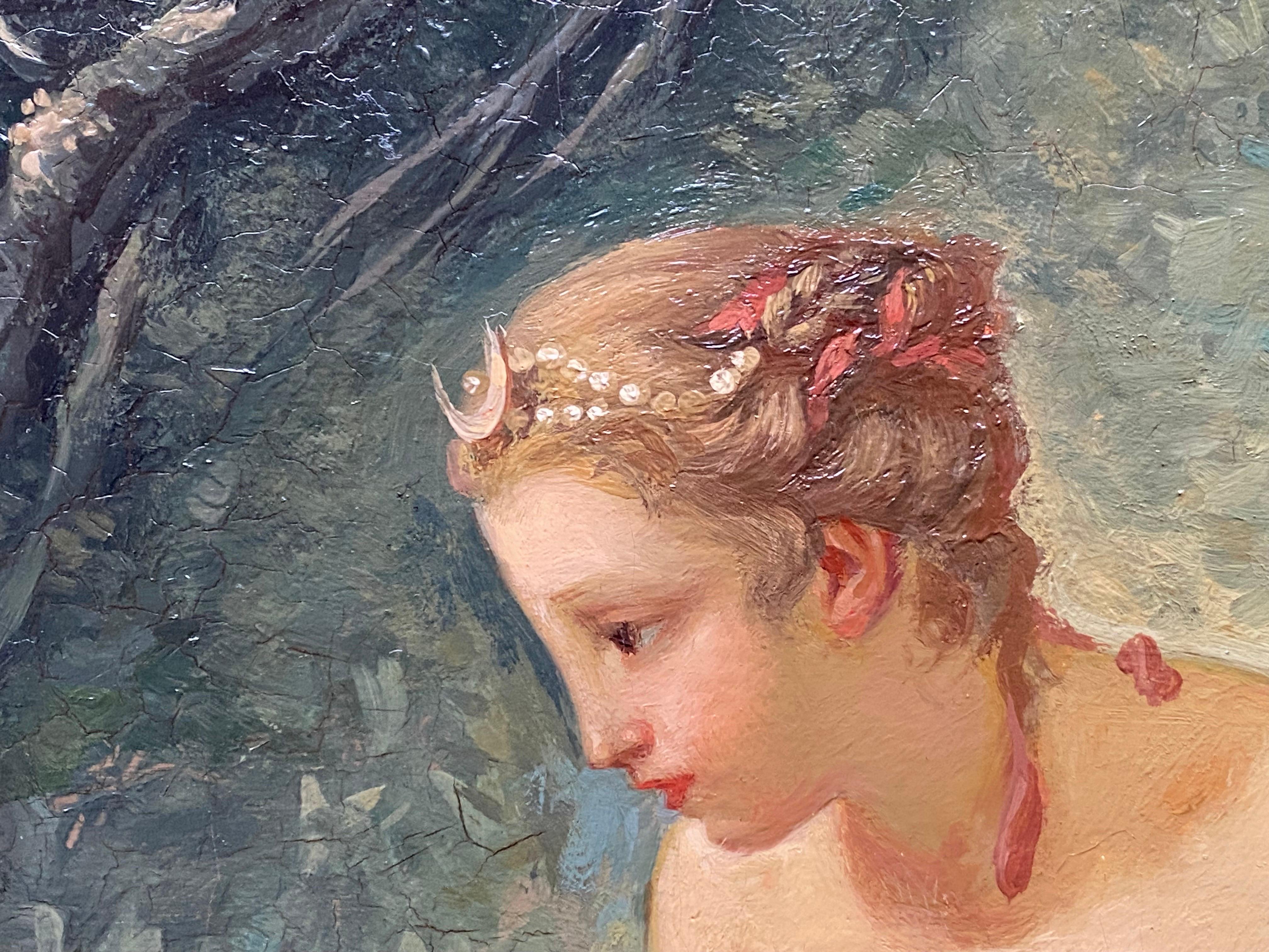Adorable 19th century French rococo style painting 