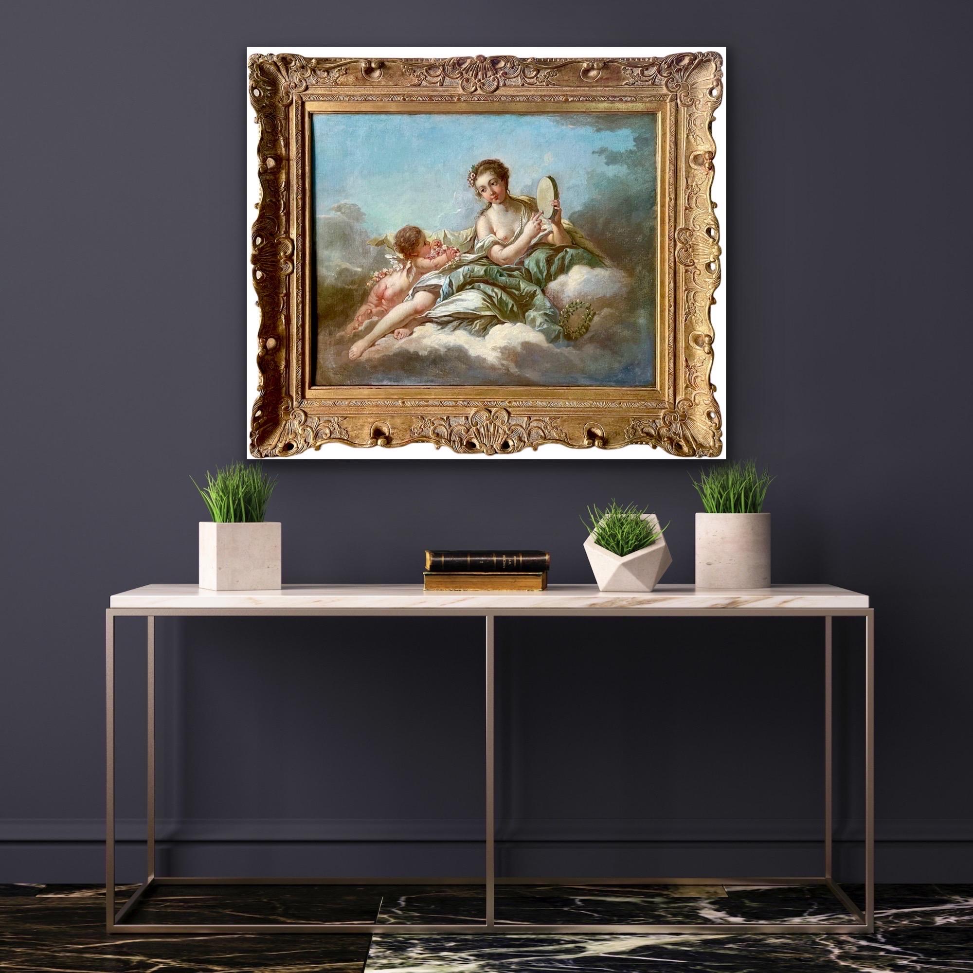 Large French 19th century Rococo painting 