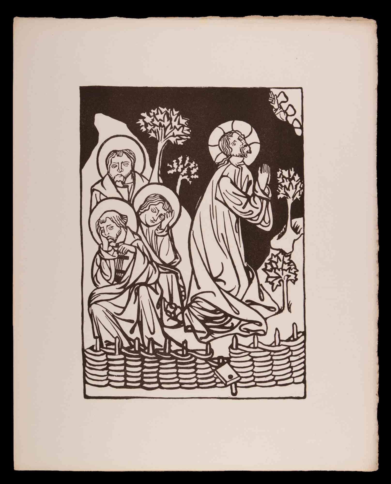Jesus and the Disciples - Original Woodcut print by François Bouchot - 1922