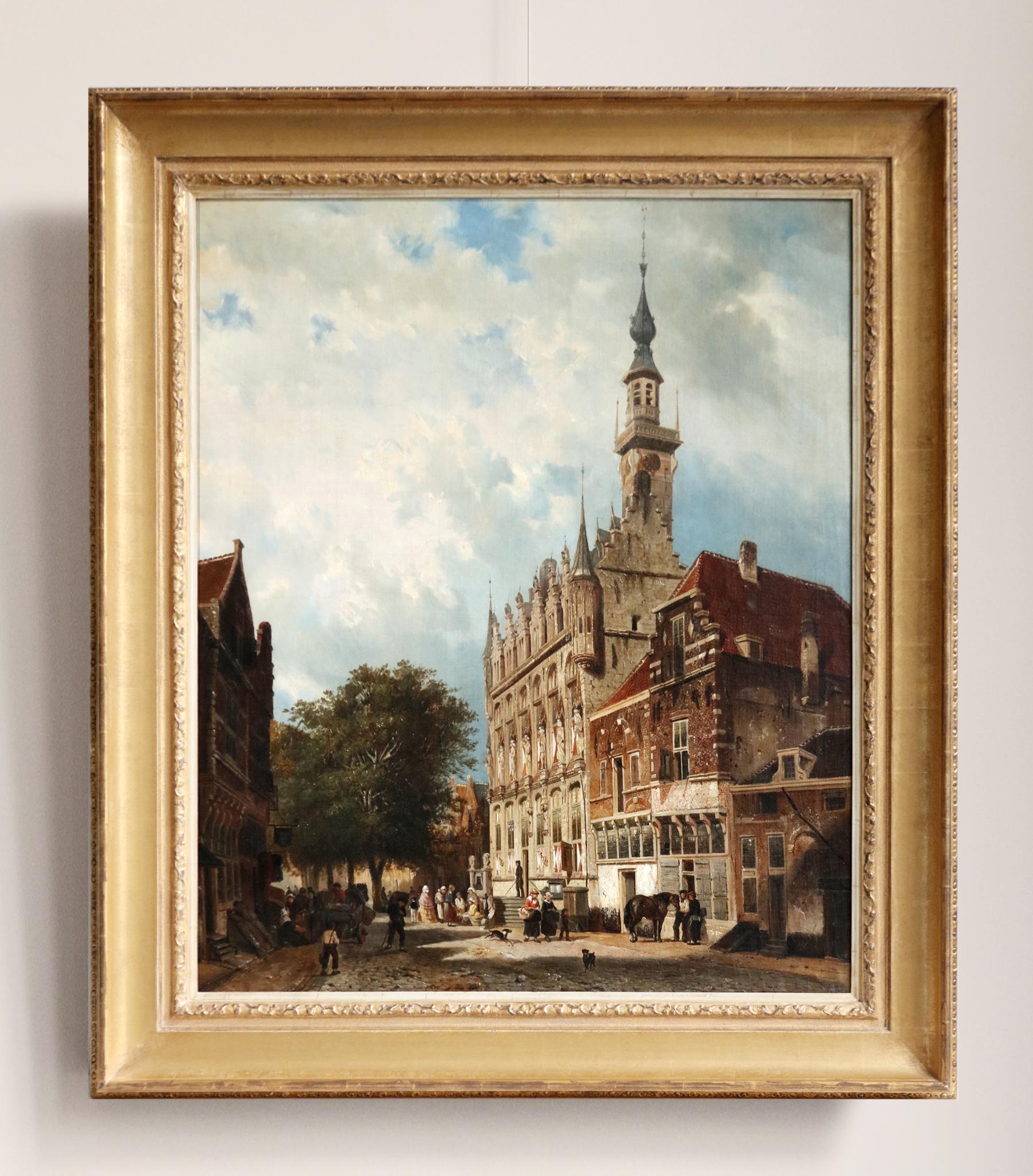 The town hall in Veere - François jean Louis Boulanger (1819-1873) - Romantic Painting by François Boulanger