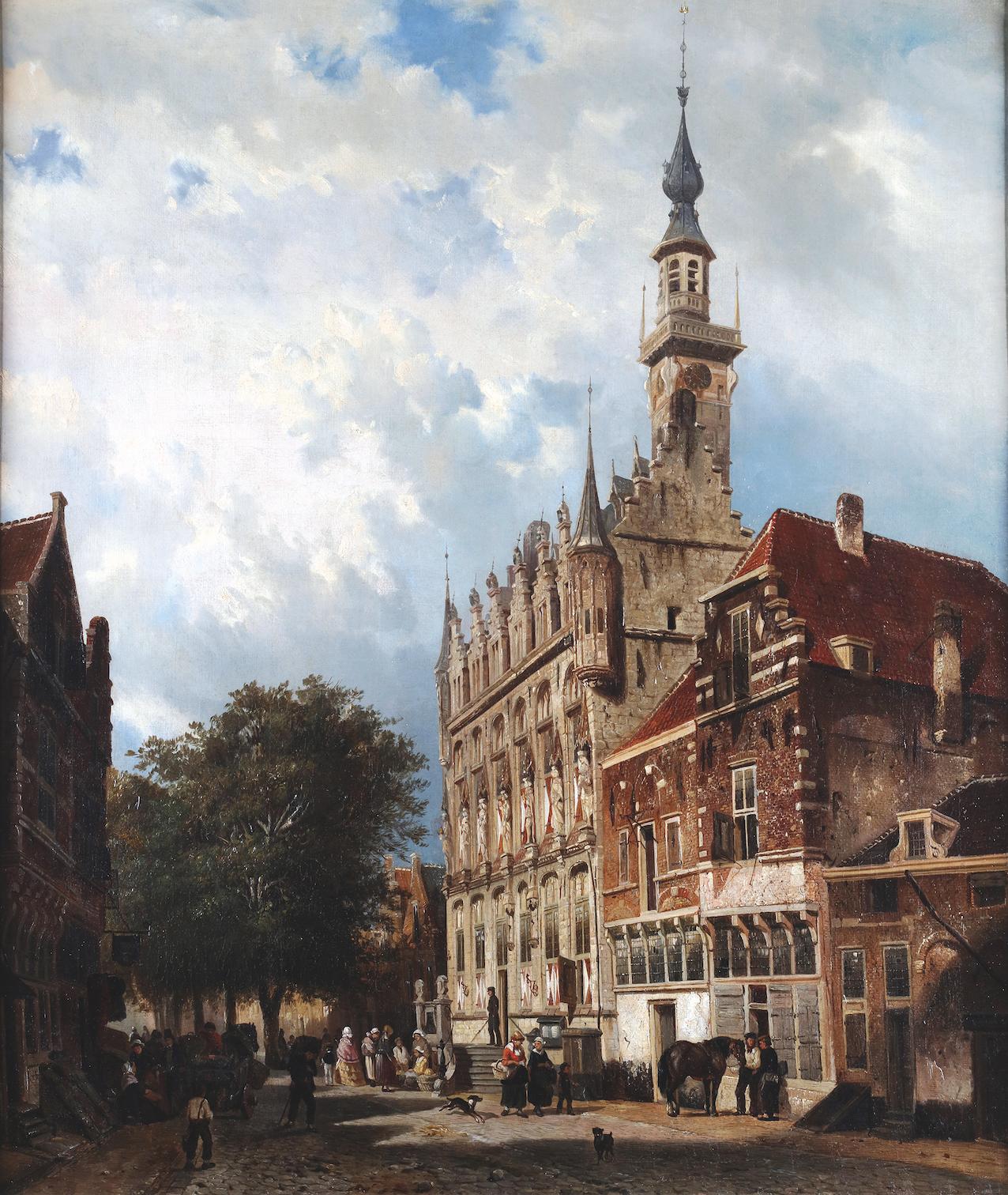 The town hall in Veere - François jean Louis Boulanger (1819-1873) - Painting by François Boulanger
