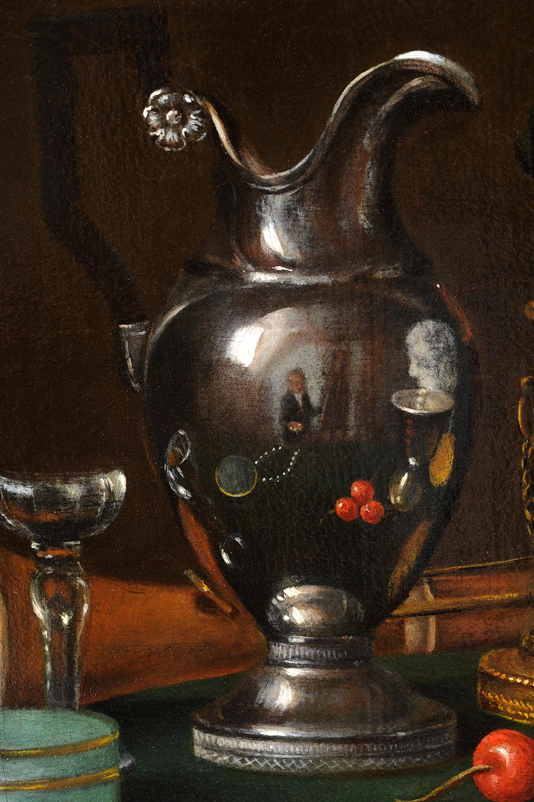 Still-life of various art objects - Painting by François Carlier-Rubrecq