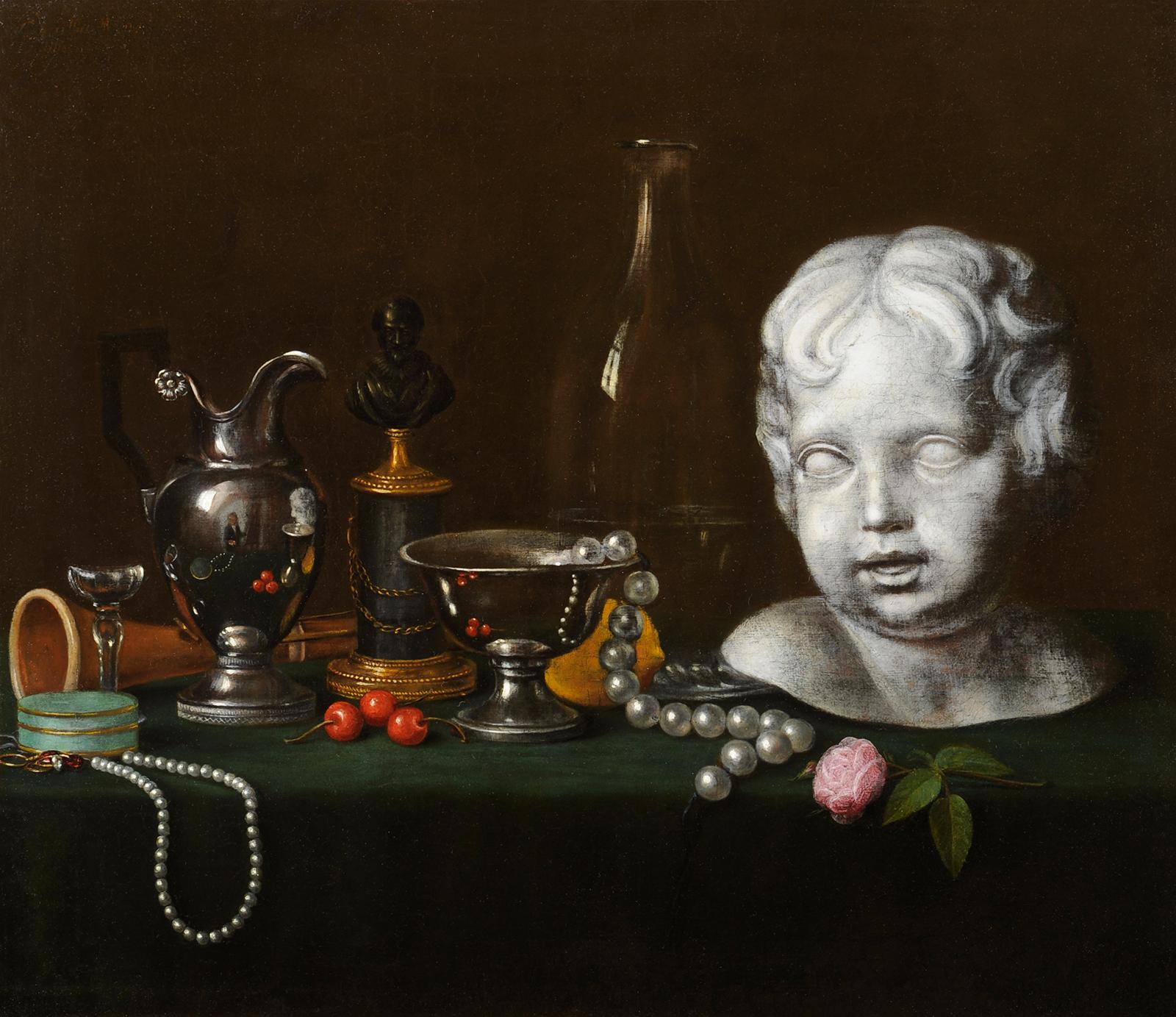Still-life of various art objects