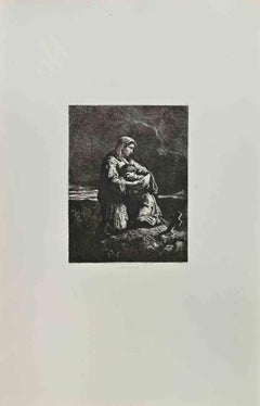 L'Affliction - Etching by François Chifflart - 1860s