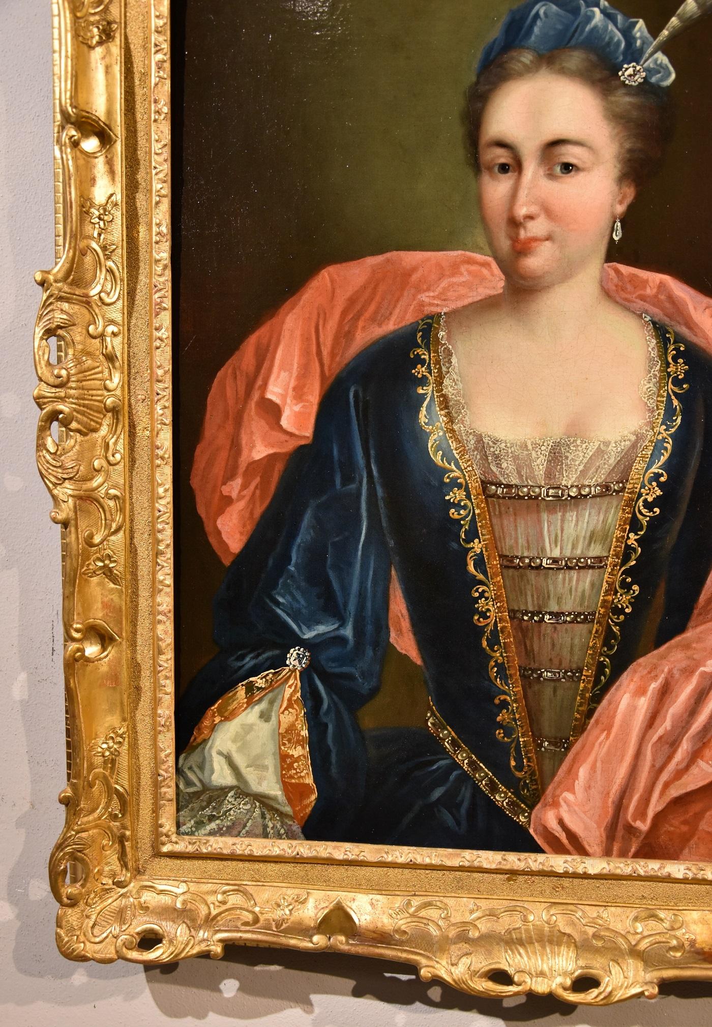 Portrait de Marianne Cogny De Troy Peinture à l'huile sur toile 17/18e siècle Maître ancien - Marron Portrait Painting par François de Troy (Toulouse 1645 – Paris 1730)