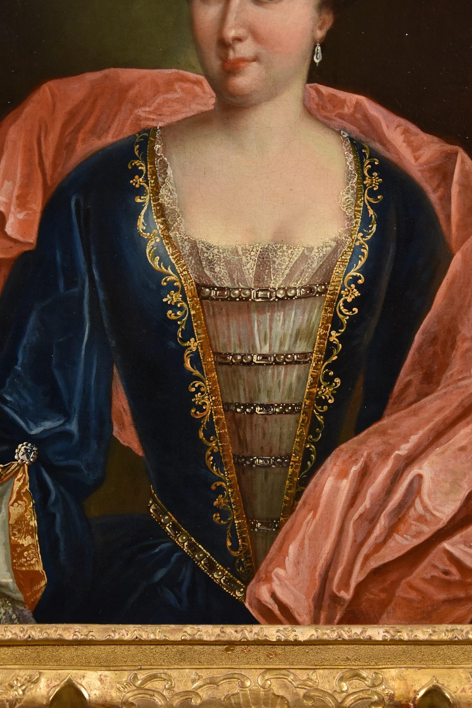 Portrait Marianne Cogny De Troy Paint Oil on canvas 17/18th Century Old master - Brown Portrait Painting by François de Troy (Toulouse 1645 – Paris 1730)