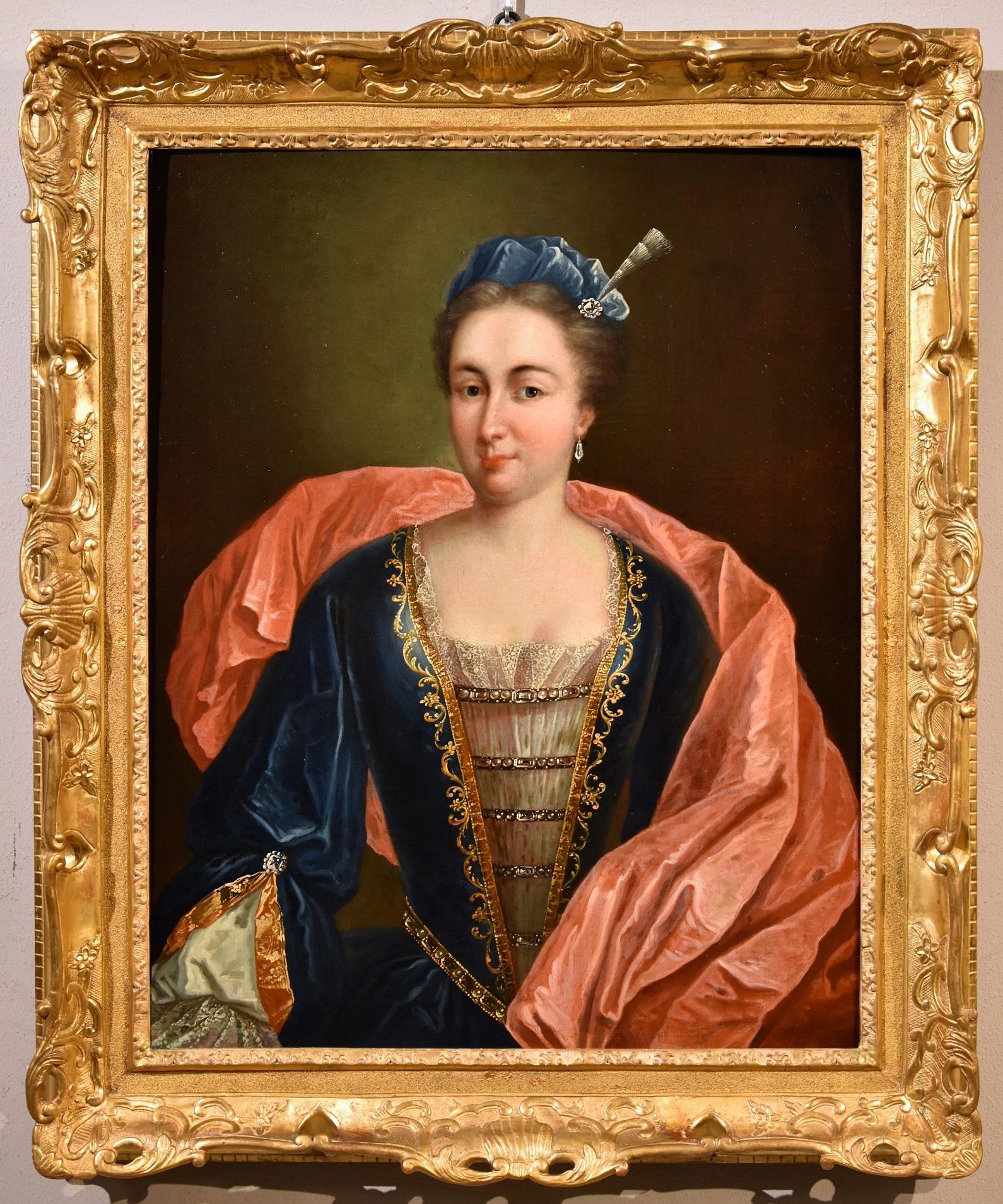 Portrait Painting François de Troy (Toulouse 1645 – Paris 1730) - Portrait de Marianne Cogny De Troy Peinture à l'huile sur toile 17/18e siècle Maître ancien