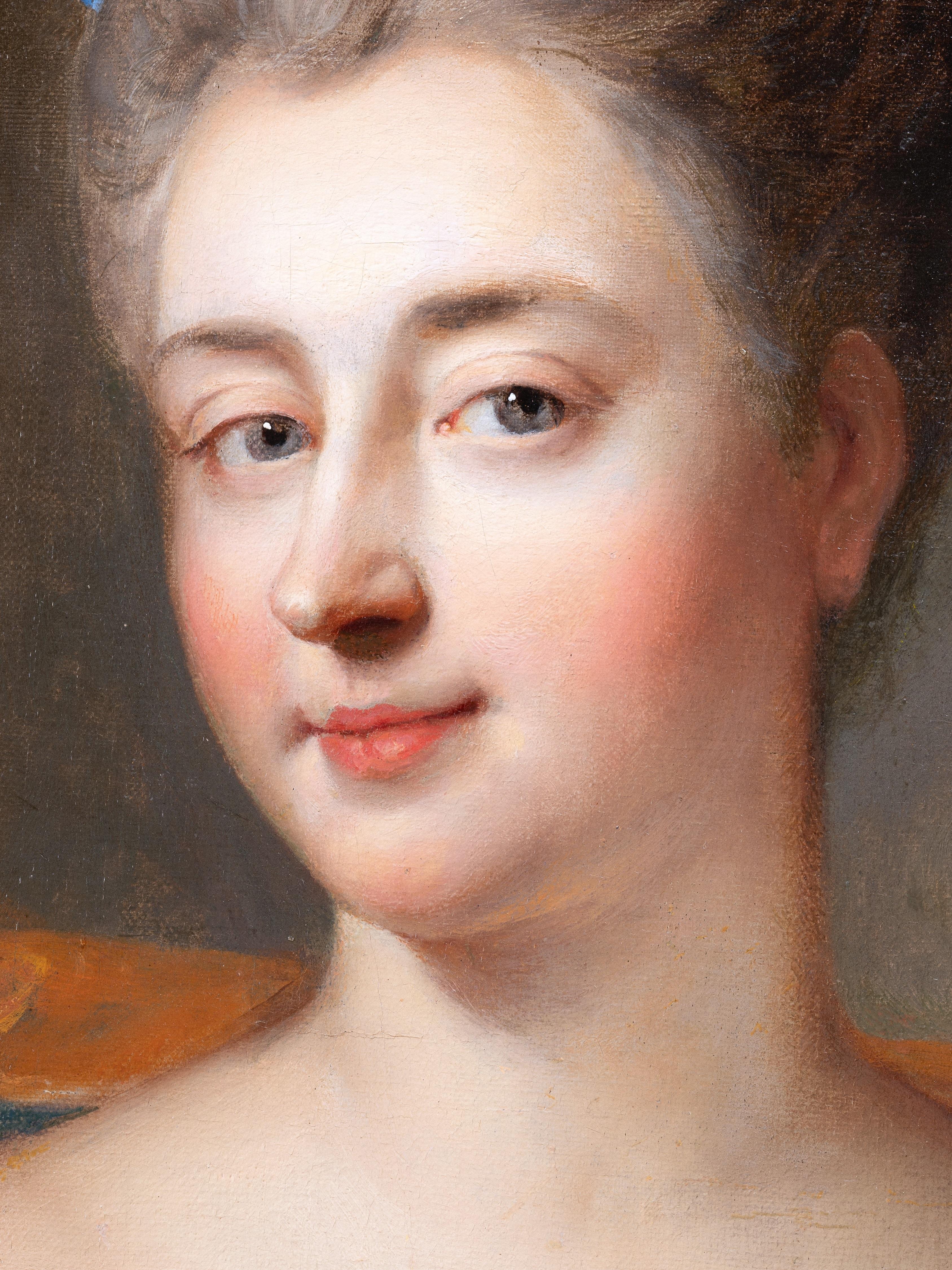 18th century French - Portrait of Duchesse de Fontanges by François de Troy - Old Masters Painting by François de Troy (Toulouse 1645 - Paris 1730)