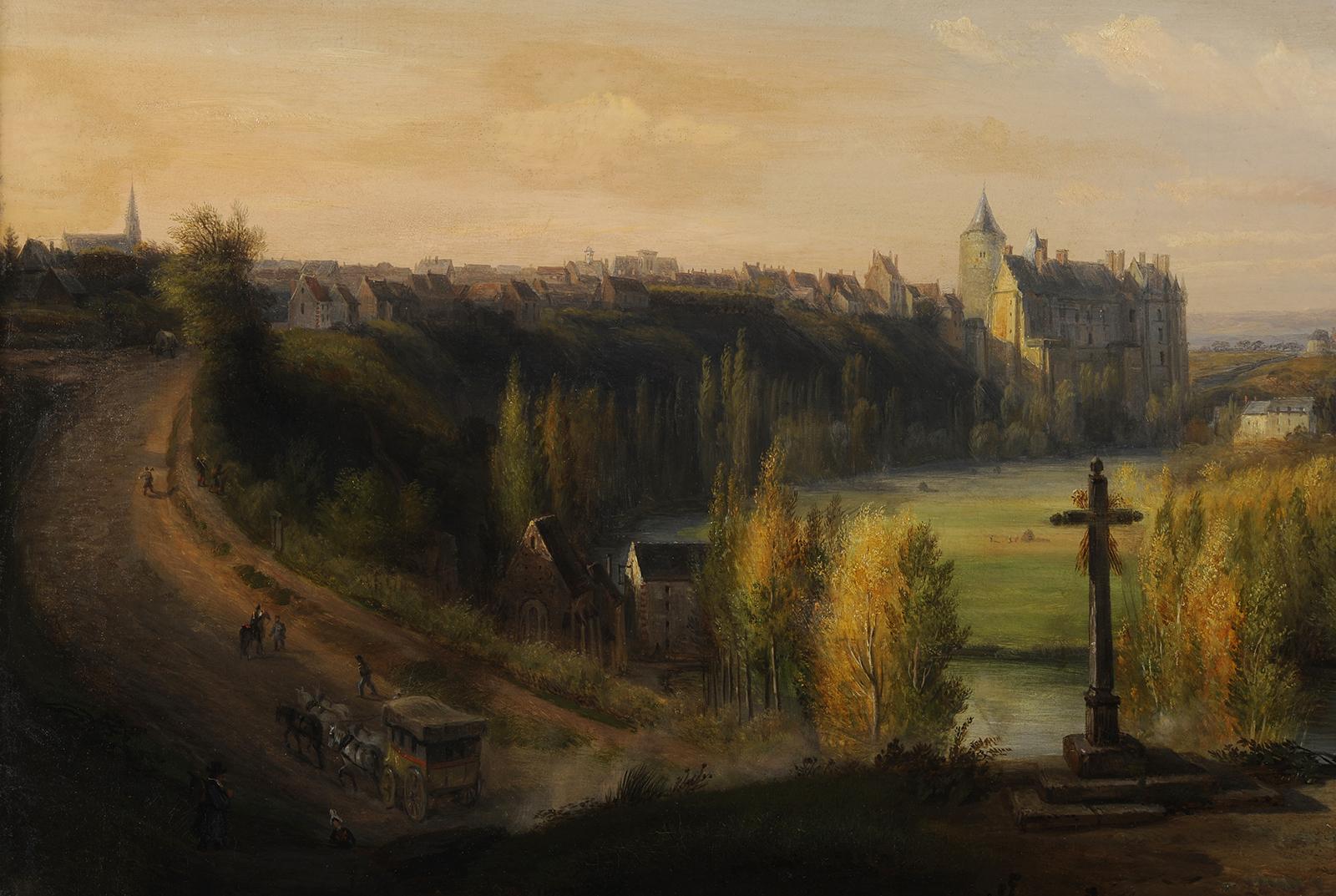 Franois-Edme Ricois (1795-1881) Vue du château et de la ville de Chteaudun en France - École française Painting par François-Edmé Ricois