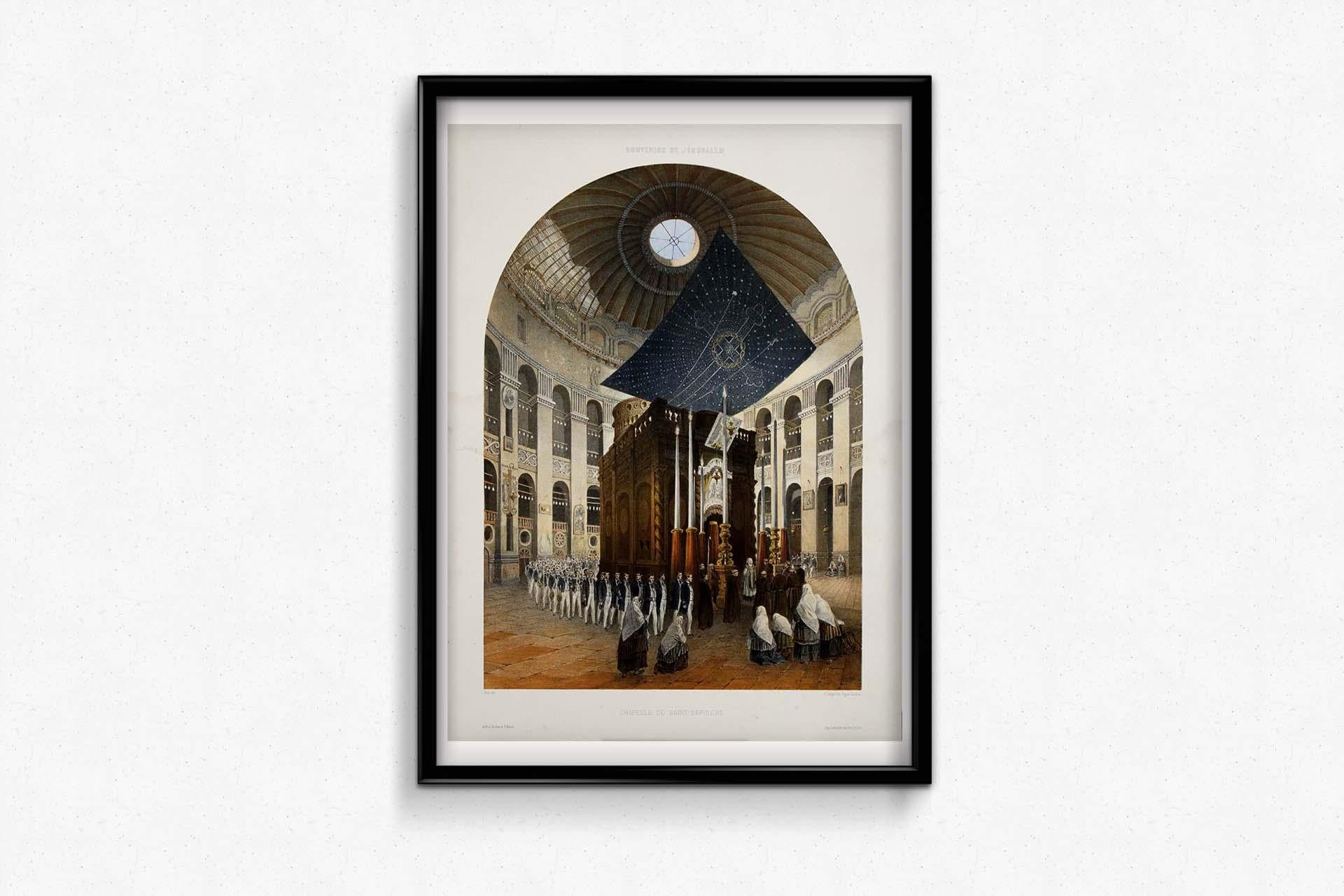 1862 Original lithography -  Souvenirs de Jérusalem - Chapelle du Saint Sépulcre For Sale 2