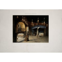 Lithographie originale de 1862 -  Souvenirs de Jérusalem - Grotte de la nativité