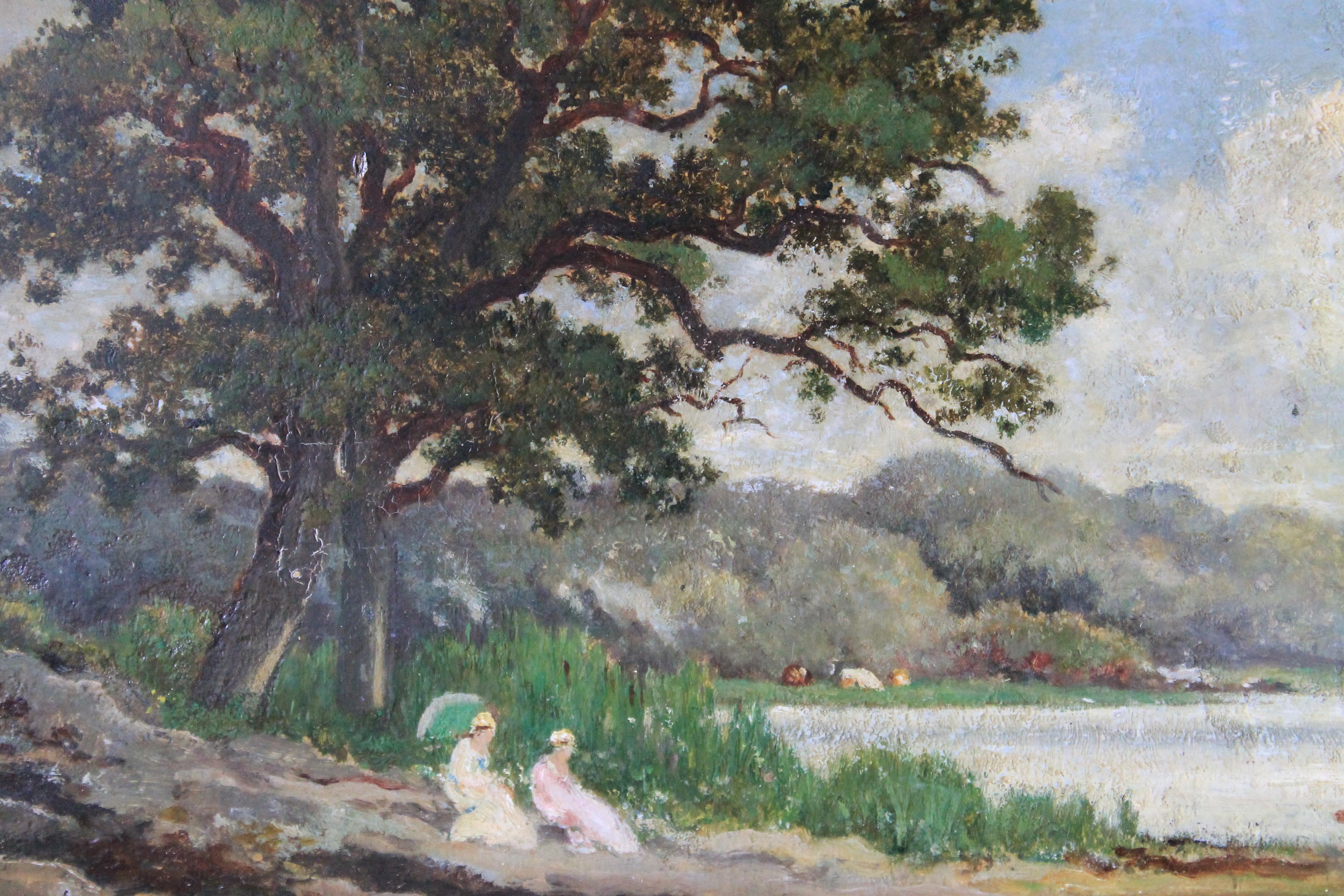 Antique French Barbizon Landscape oil painting by François Edouard Bournichon 2
