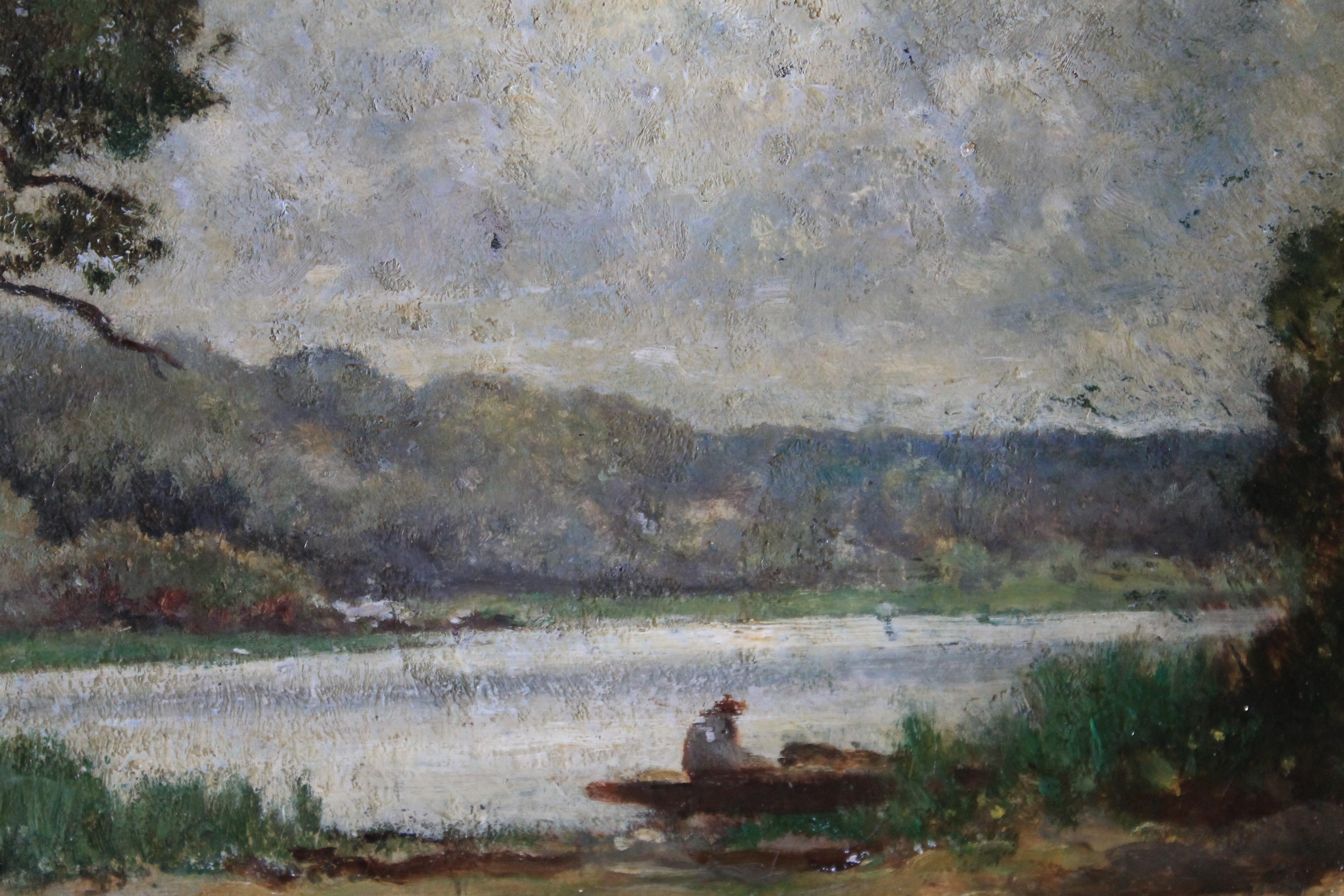Antique French Barbizon Landscape oil painting by François Edouard Bournichon 4