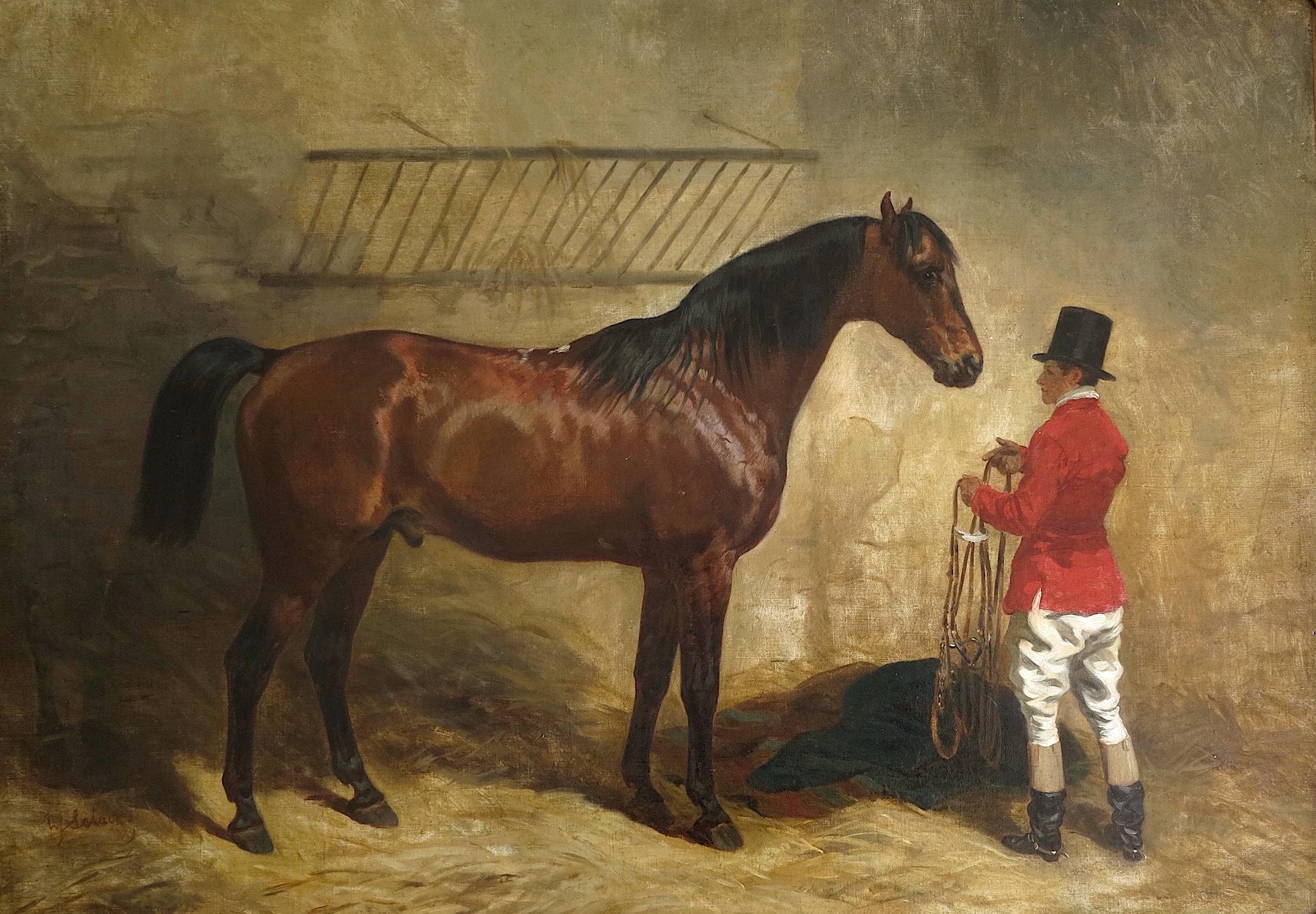 Stallion in the stable - Painting by François Hippolyte LALAISSE