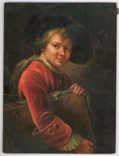 After François-Hubert Drouais (1727-1775) - 20thC Oil, Boy Holding A Portfolio
