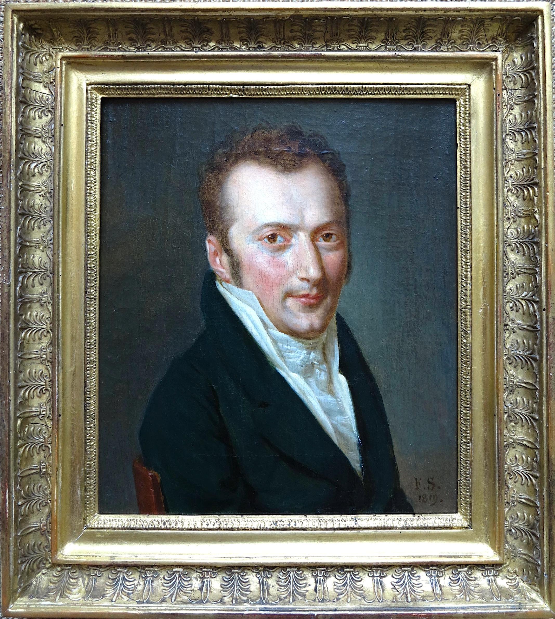 Portrait Painting François Jean SABLET - Portrait de Jean Claude Pellegrini (1787-1854)
