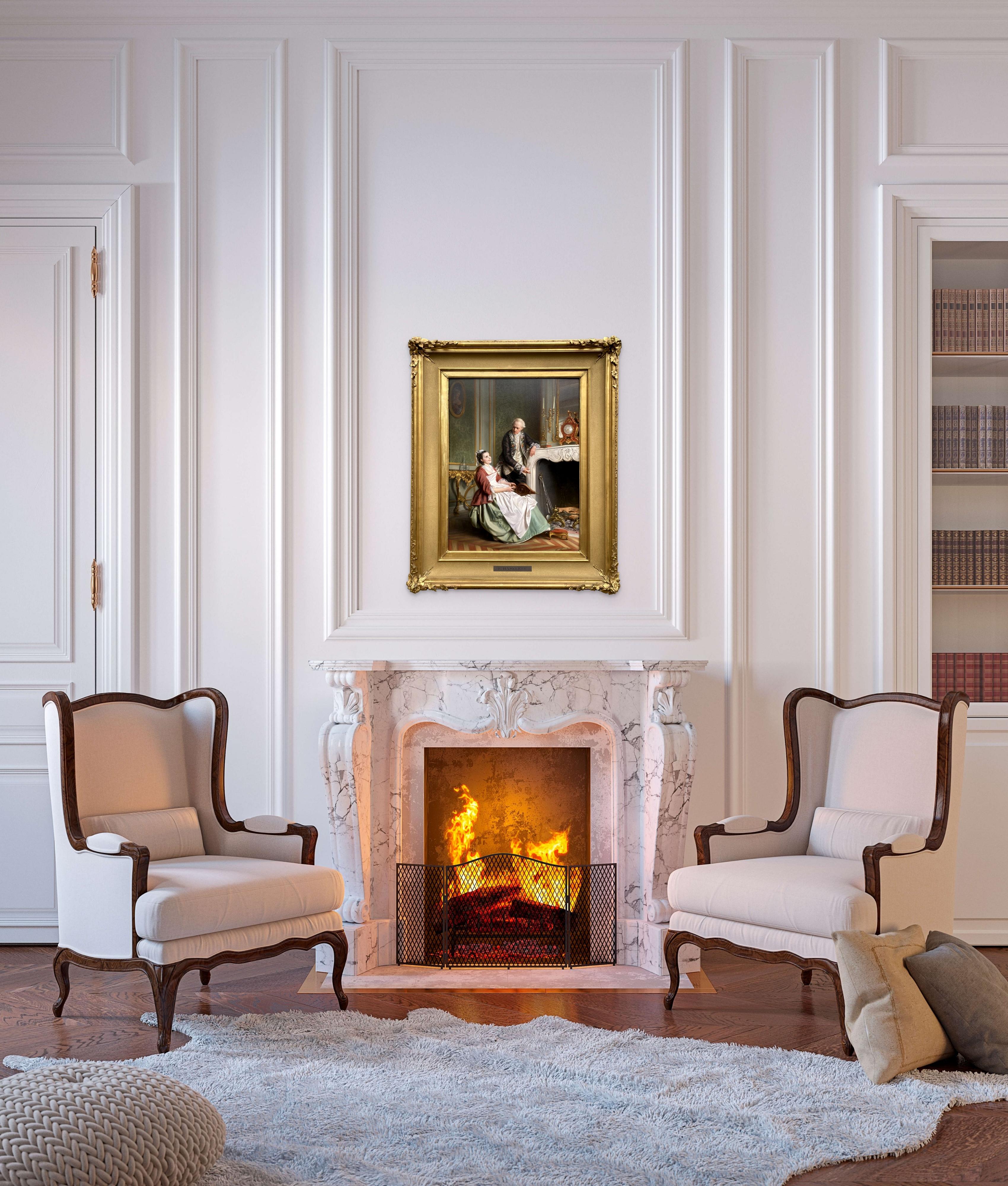 François Joseph Haseleer, Brüssel 1804 - 1890, belgischer Maler, 'The Fireplace' (Der Kamin) 2