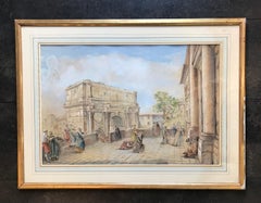 Lively square by François Kieserman - Watercolor